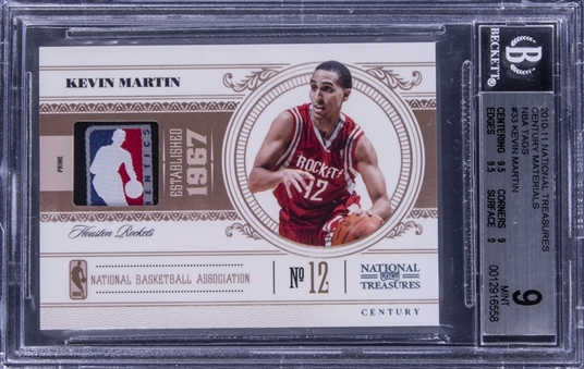 2010-11 Panini National Treasures “Century Materials” NBA Tags #33 Kevin Martin Patch Card (#1/1) - BGS MINT 9